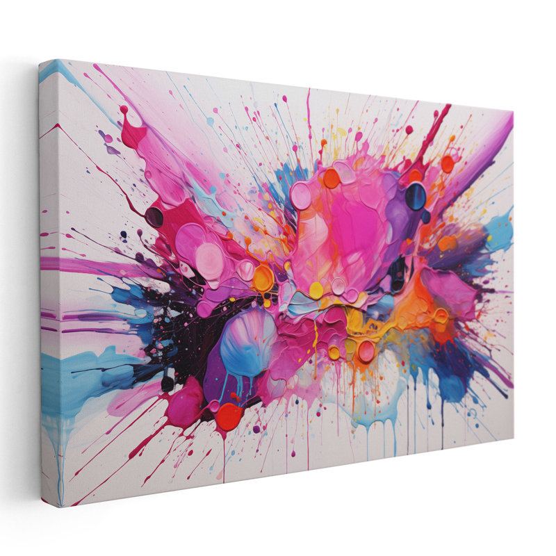 «Dreamy Splash Spectrum», art mural 2, Toile avec cadre brun, H 16 po x l 24 po x P 1,25 po