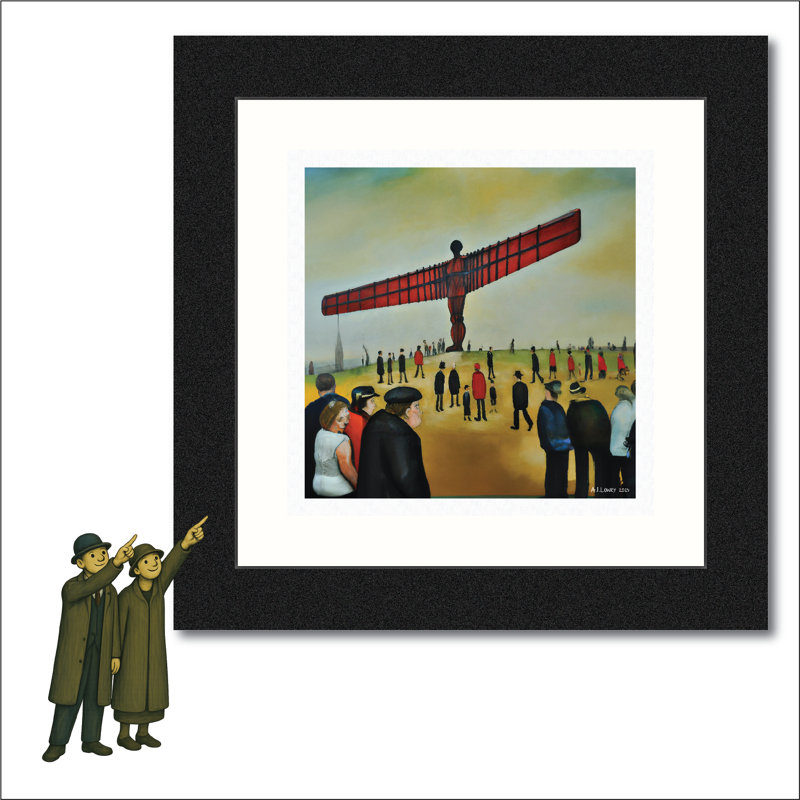 Lowry Style - Framed Print of Angel Of The North - 12" Square Black Ash Frame