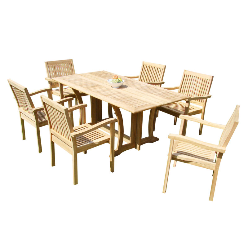 Ensemble repas 7 pièces teck Mastropietro