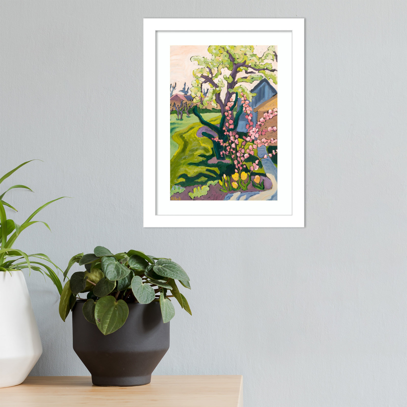 Garden in Dusk Light Print, White, 13" H x 10" W x 1" D