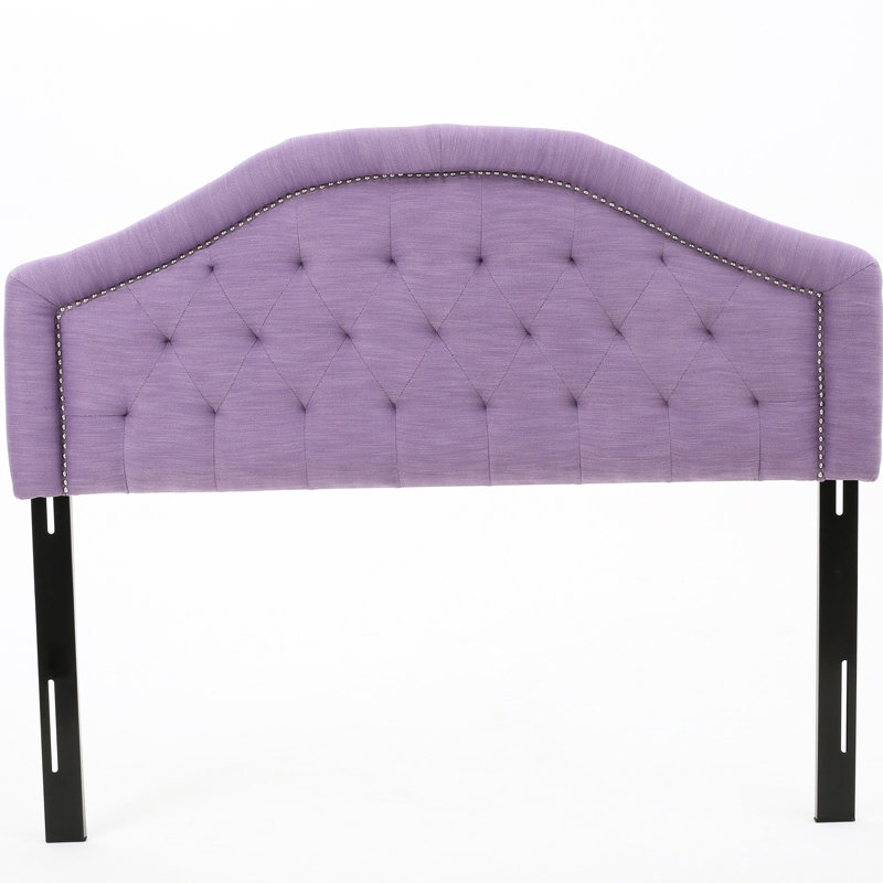 Tête de lit mauve pour lit double - Style contemporain avec motif tapissier et garniture cloutée fraîche, Lit double