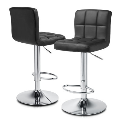 Marte Faux Leather Swivel Bar Stools, Adjustable Counter Height Barstools with Backrest and Footrest by Orren Ellis