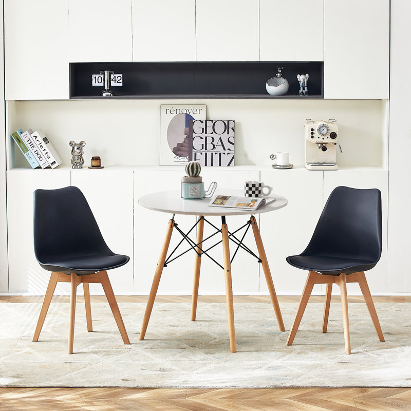 Janeese 2 - Person Four Leg Dining Set, White, White
