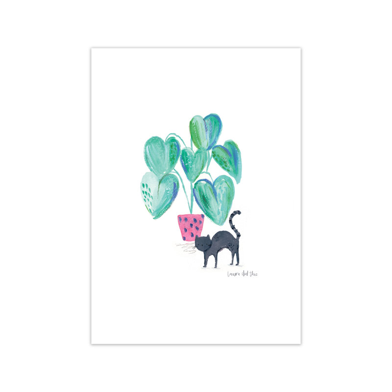 Cat And Hpouse Plant by Laura Irwin - Print, No Framed, 84cm H x 59.4cm W x 3cm D
