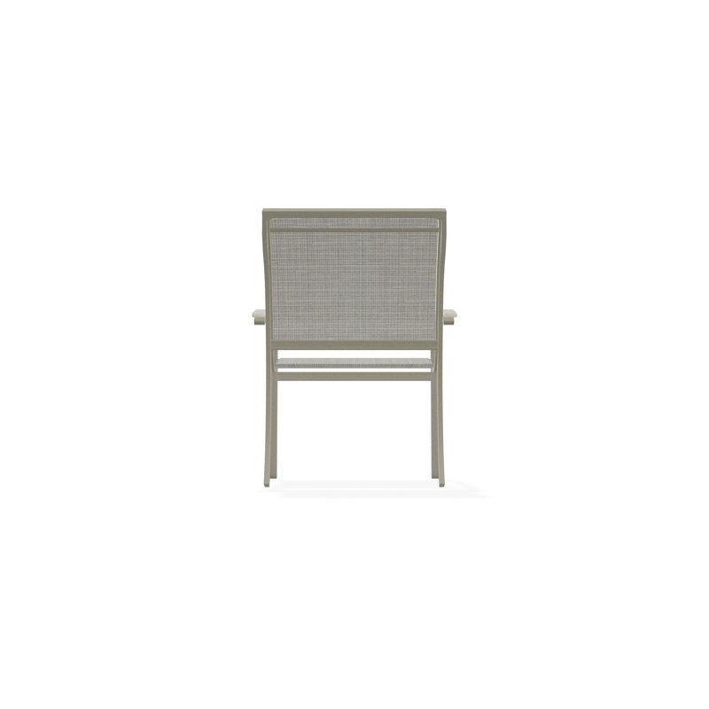 Bazza Sling Aluminum Frame Dining Height Stacking Café Chair with Marine Grade Polymer Arm Accent, Storm, Deacon