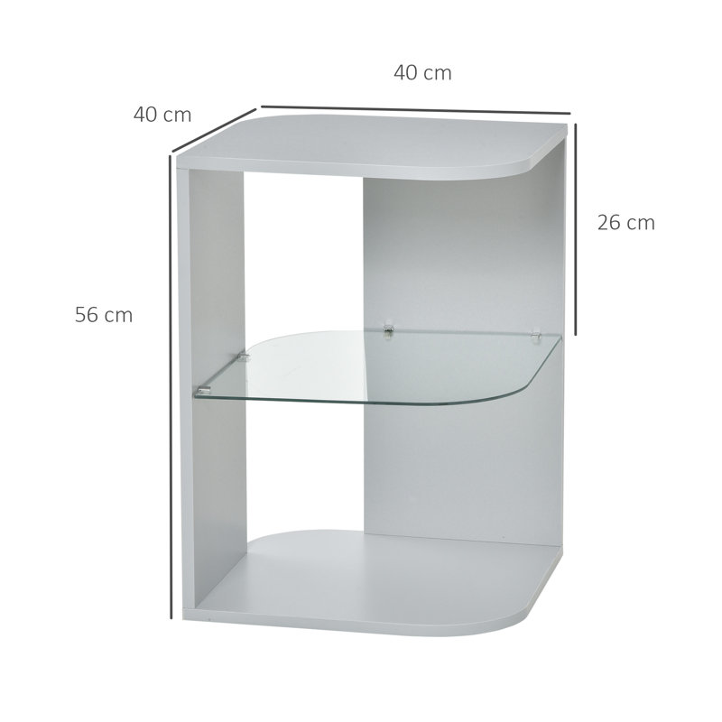 Lindholm 40cm W Manufactured Wood Bedside Table, Grey