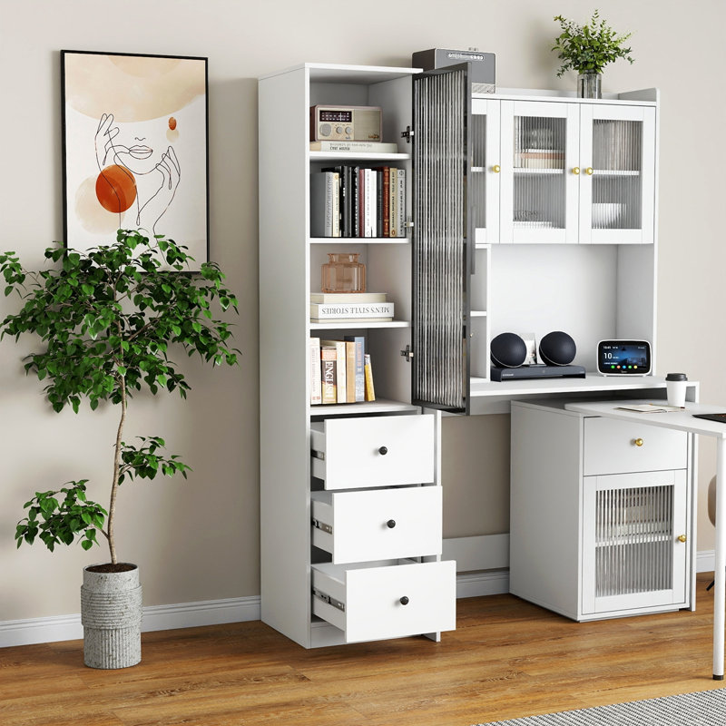 70.87" H Tall Bathroom Storage Cabinet With 1 Glass Door And 3 Drawer, Narrow Storage Unit, Floor Cabinet For Bathroom, Living Room, Entryway, Kitchen