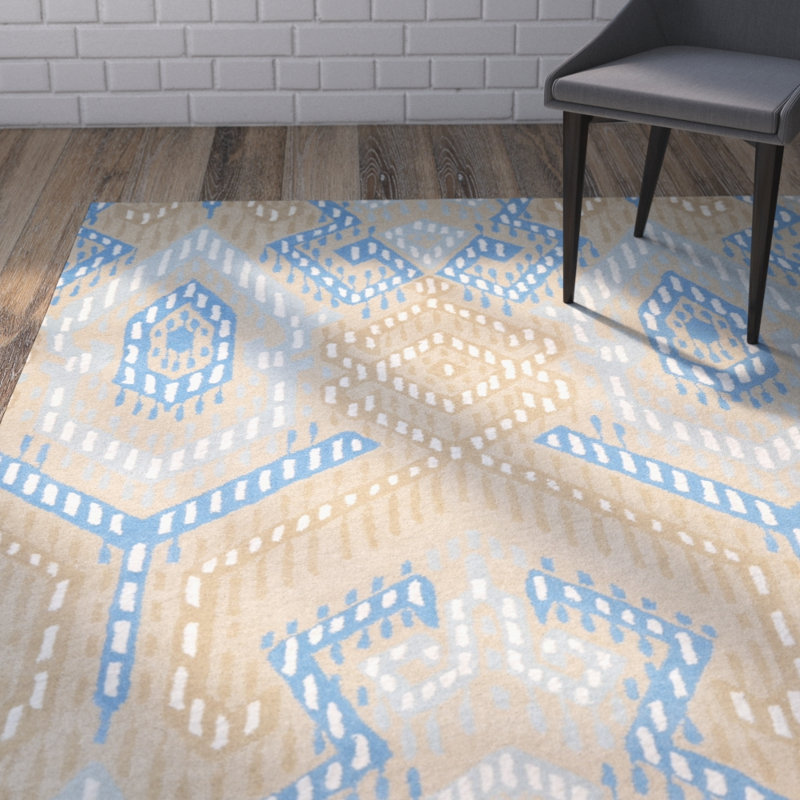 Eaton Wyndham Hand Tufted Wool Ikat Rug, Rectangle 4' x 6'