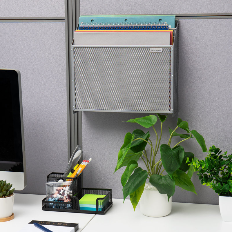 Rangement de fichiers vertical Mind Reader, organisateur de bureau, fixation murale, métal, L 12,5 po x l 3,75 po x H 11,5 po