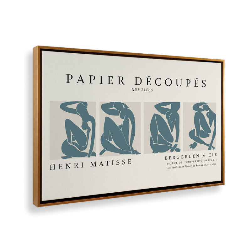 Nus Bleus Matisse, affiche d'art v1, H 12,75 po x l 18,75 po, Cadre flottant or poli