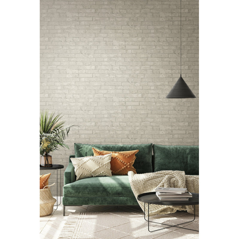 Galerie Terra Brick Design Eco Clay Wallpaper, Grey