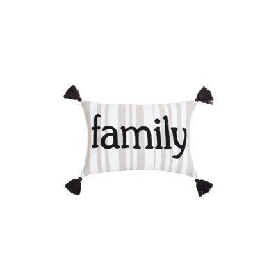 Coussin familial gris à rayures