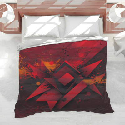 Édredon rouge à motif géométrique abstrait