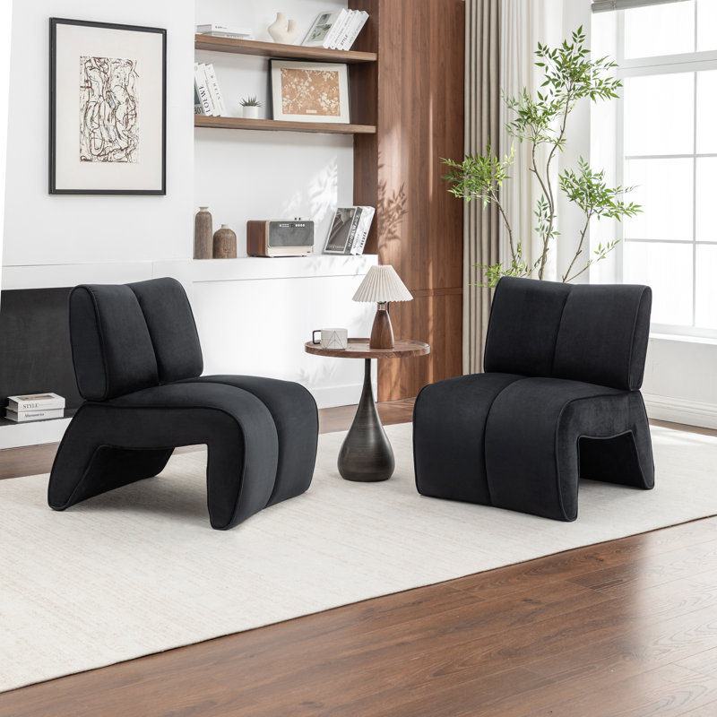 Fauteuil d'appoint en velours Angel, Noir