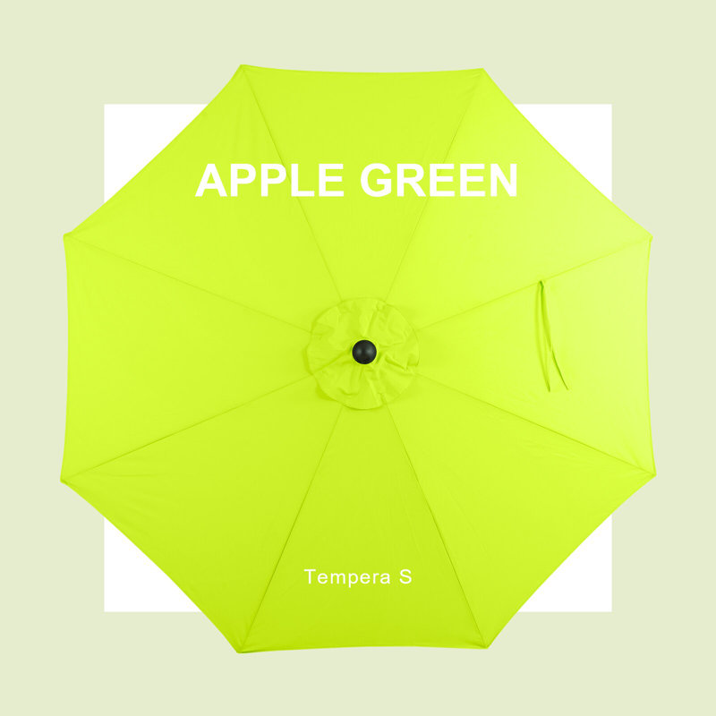 9ft Patio Umbrellas Outdoor Table Market Umbrellas with Crank and Pust Button Tilt, Wood Color Pole, Apple Green