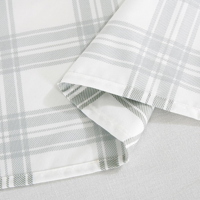 Gray and White Plaid Queen Microfiber Deep Pocket Sheet Set