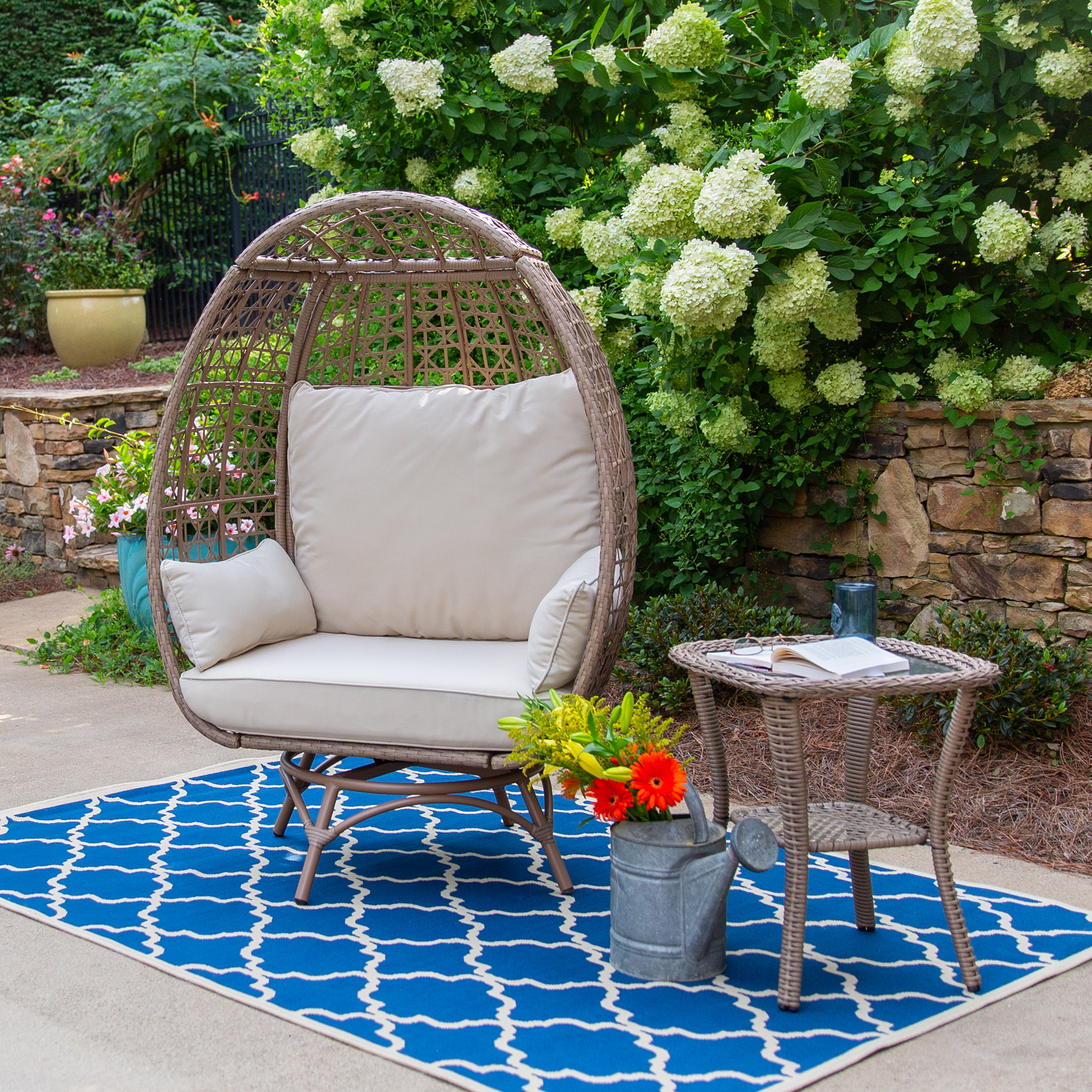Tortuga Outdoor Rio Vista Outdoor Swivel Egg Chair with Side Table and Cushions - Wayfair Canada