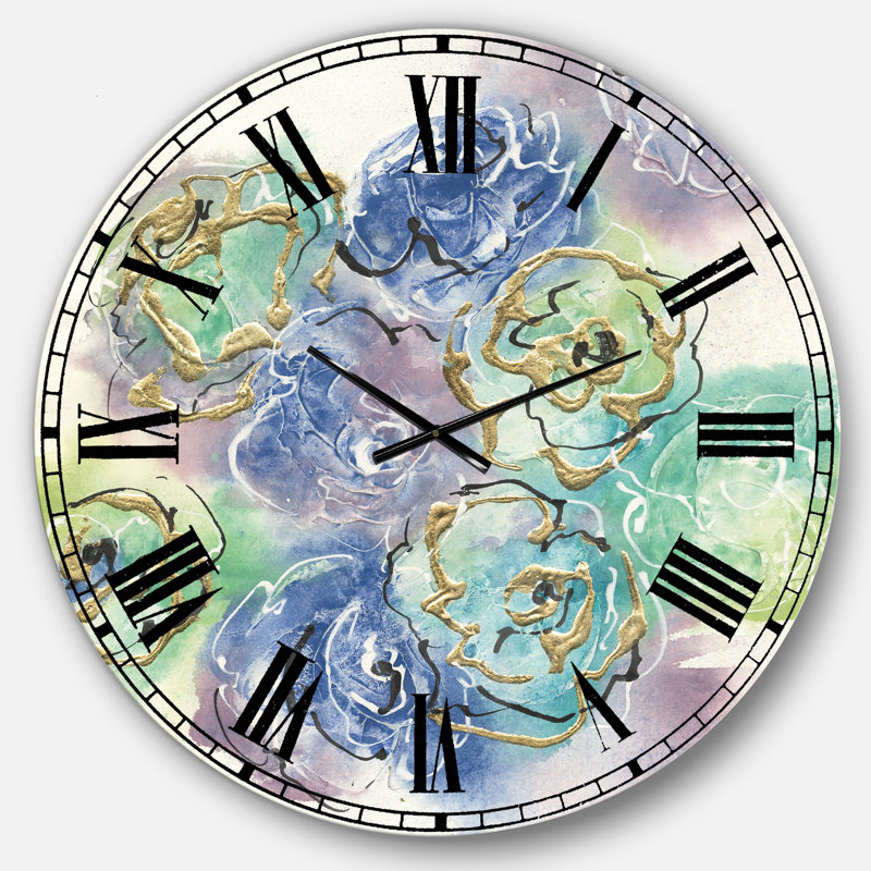 Horloge murale Pastel Foral Composition II, Surdimensionné