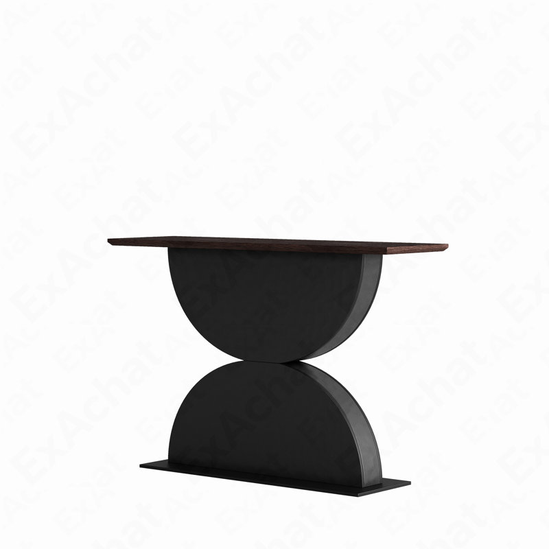 47''Double Semi-Circles 3D Hammer-Shaped Texture Base Wood Console Table With Led Light Entryway Table Modern Console Table,Sofa Console Tables For Living Room
