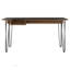 Bureau de style industriel en acajou avec pieds en métal et plateau en verre, parfait pour les espaces de bureau modernes et durables.