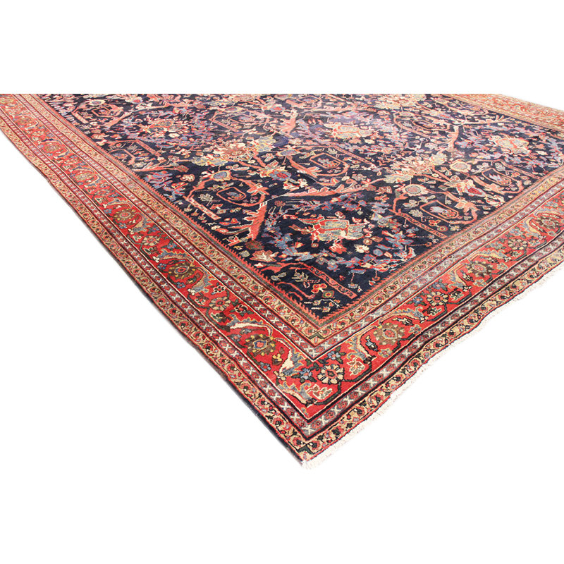 Melody Hand Knotted Wool Oriental Area Rug in Navy