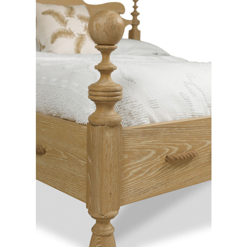 King Size Light Brown Wood Frame Bed with Headboard and Slats