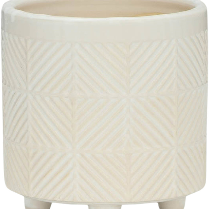 S/2 6/8" Textured Planters, White