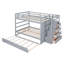 Lit superposé double au-dessus de double avec gigogne simple et escalier, gris-1749810475