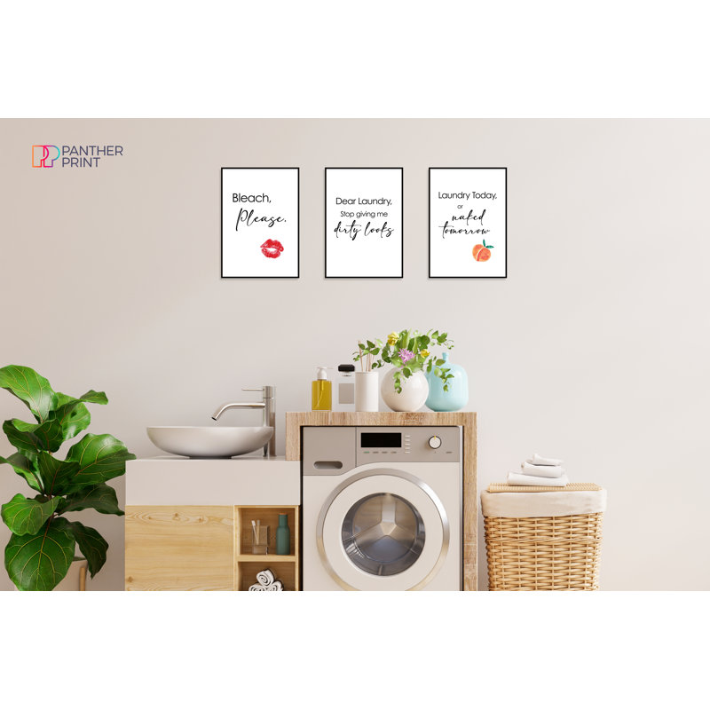Bleach Please For Utlity Room - 3 Piece No Frame Print Set, 42cm H x 29.7cm W