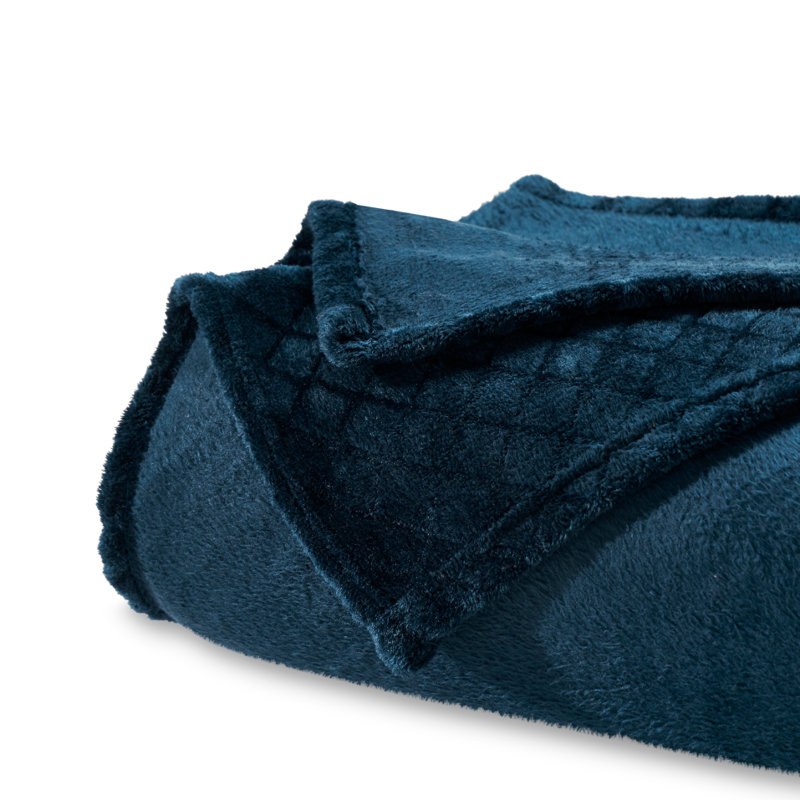 Couverture molletonnée en polyester moelleux Superior Alaska, Marine, Très grand lit