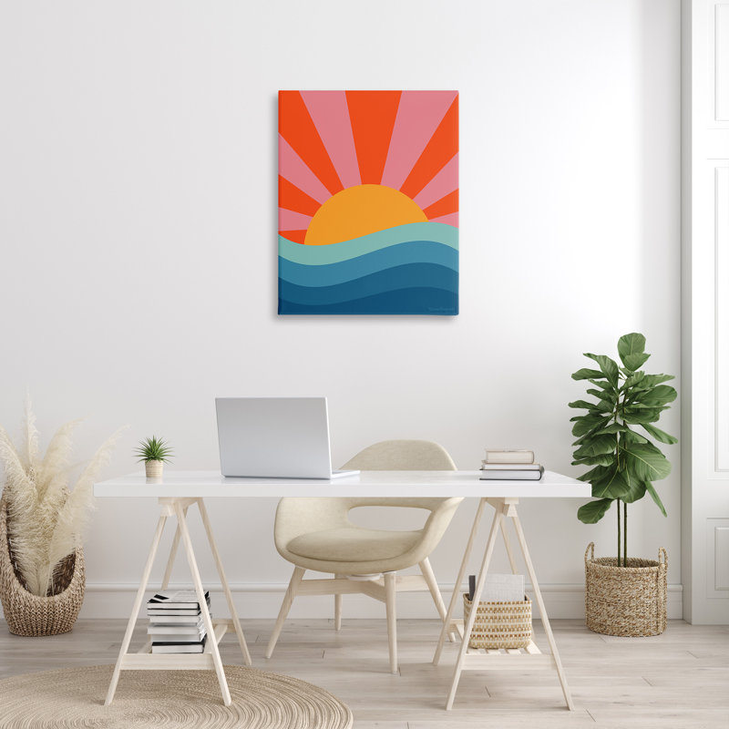 Sun Rays On Sea, art mural par Carrie Cantwell, H 40 po x l 30 po
