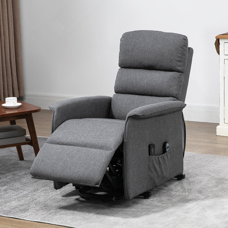 Fauteuil inclinable électrique avec massage par vibration, fauteuil inclinable en tissu pour personnes âgées avec télécommande, poches latérales, gris
