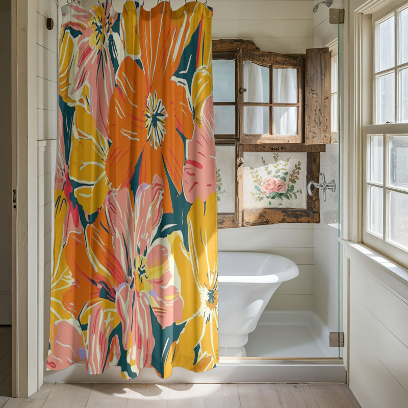 Seasonal Floral Art - rideau de douche standard 1 pièce, H 74 po x l 71 po