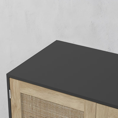Armoire de rangement en rotin de 31,5 po à 2 portes avec portes magnétiques