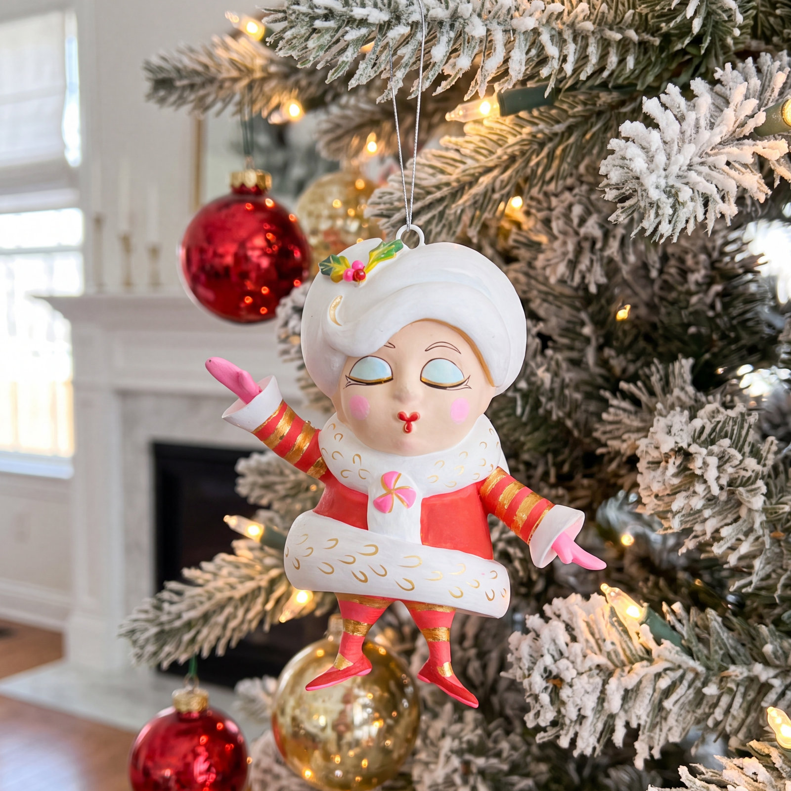 Glitterville Mini Madame Noel Ornament 