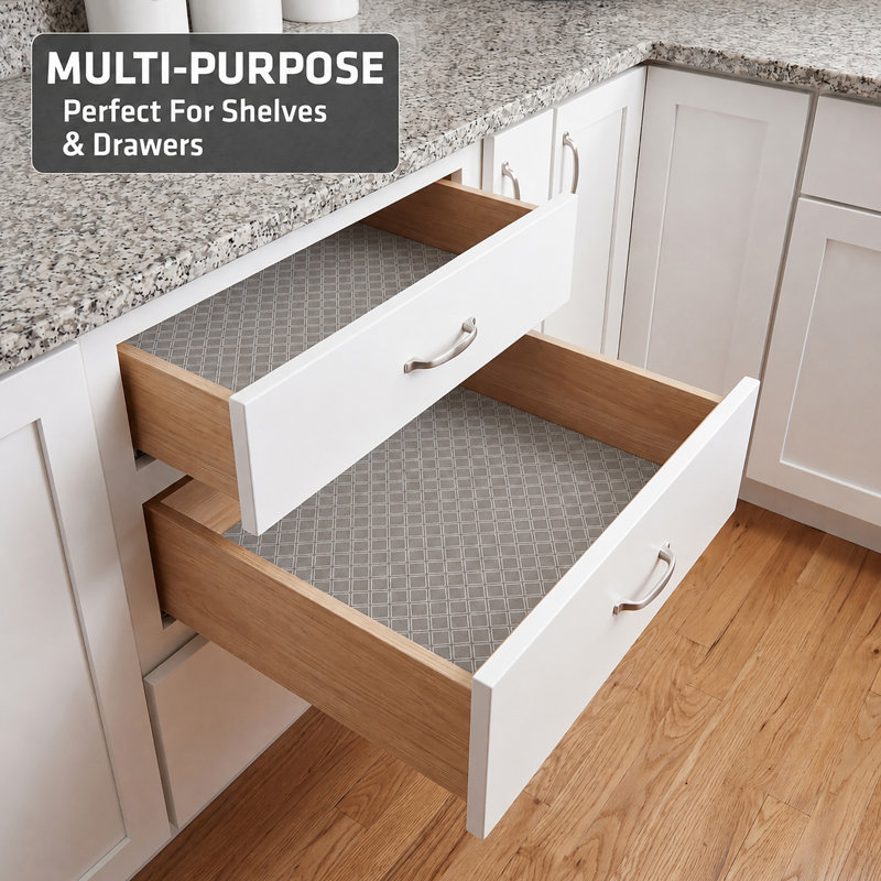 Doublure de tablette et de tiroir de qualité supérieure, tissu rembourré épais, absorbant, imperméable, antidérapant, non adhésif, doublures pour armoires de cuisine, armoires (taupe) (12 po x 59 po) (fabrication américaine)