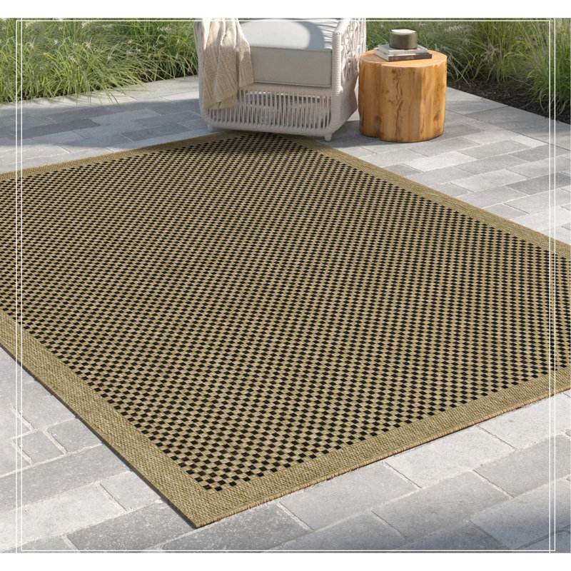 Jute/Black Indoor/Outdoor Area Rug, Rectangle 7'10" x 10'3"