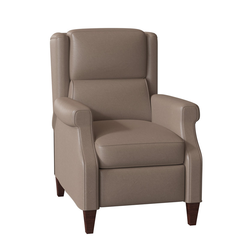 Gallaway Recliner, Manual, Mahogany, Aline Light Gray Stonewash Genuine Leather