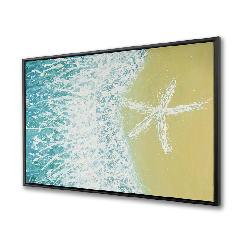 Right Side Seastar and Wave | Marine Coastal Framed Canvas