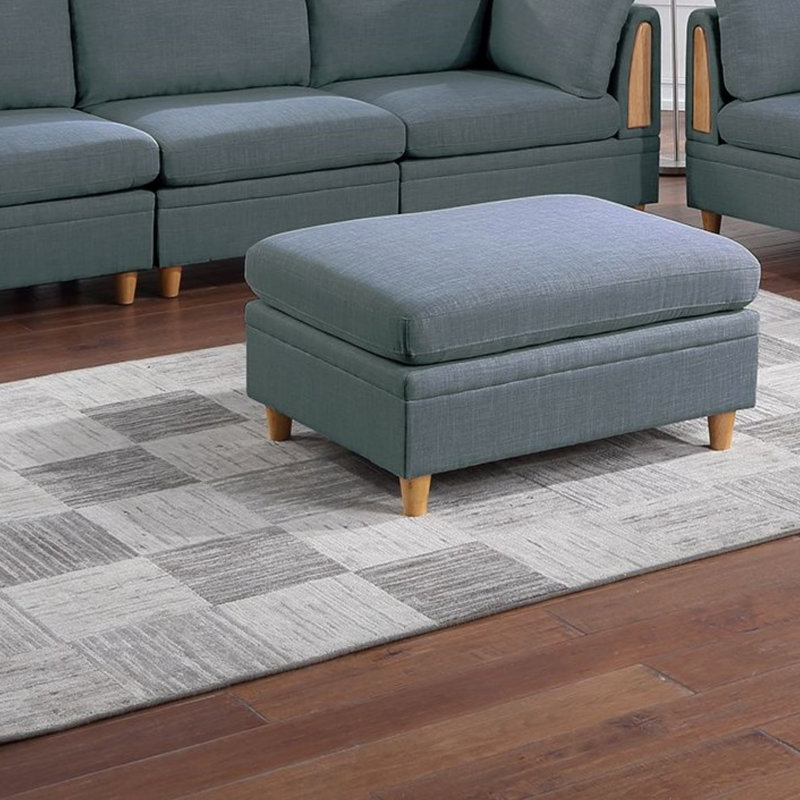 Meuble de salon avec repose-pieds en acier Dorris, Gris foncé