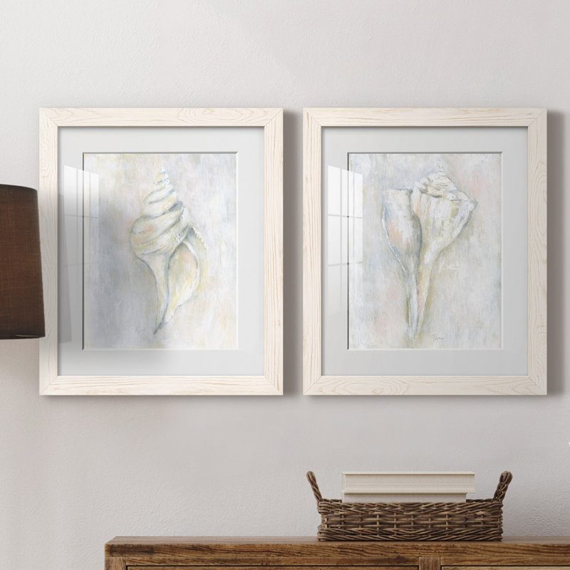 Soft Shell I - ensemble de 2 reproductions d'art, Papier encadré blanc, Blanc, H 20 po x l 17 po x P 1 po