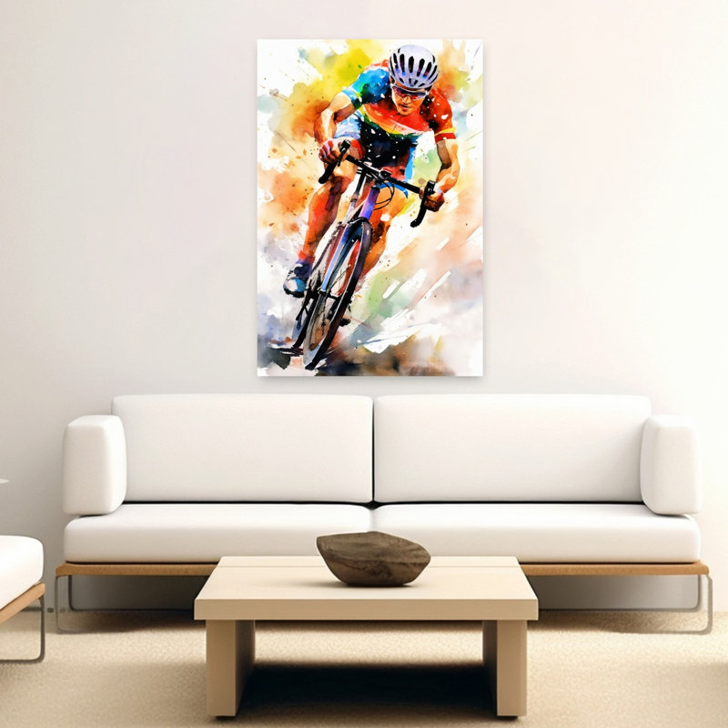 Vibrant Cycling Motion, impression murale contemporaine, H 60 po x l 40 po
