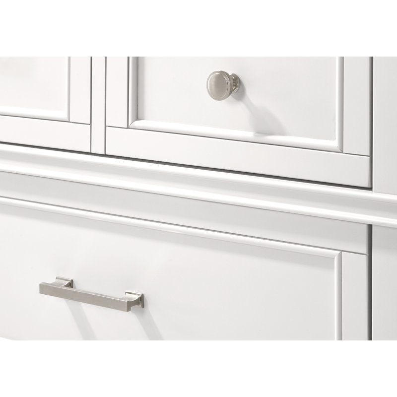 Commode en bois Kolten avec 6 tiroirs de rangement et quincaillerie sur mesure, Blanc