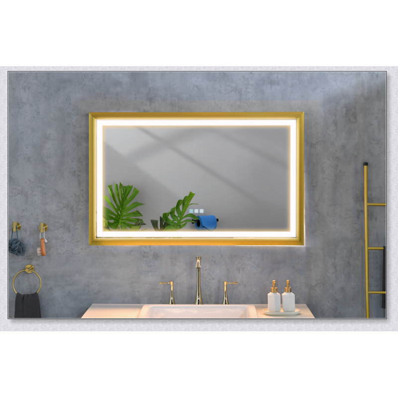 Miroir à DEL rectangulaire surdimensionné anti-buée de 42 po x H 24 po