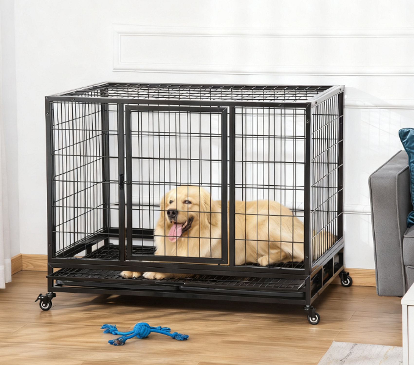 Image showcasing Tucker Murphy Pet™ Heavy-duty Reinforced Metal Dog Crate - Lockable ...