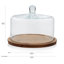 Libbey Round Wood Server Cake Stand with Glass Dome