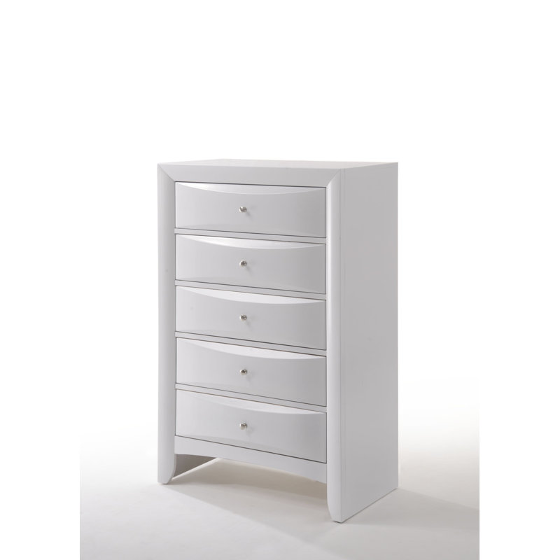 White 5-Drawer Chest with Dovetail Design