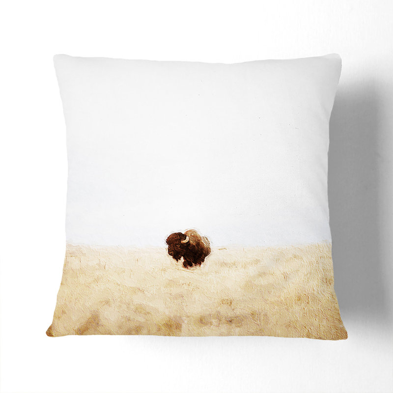 Bison Gaze Square Throw Cushion, 55 x 55 cm, White