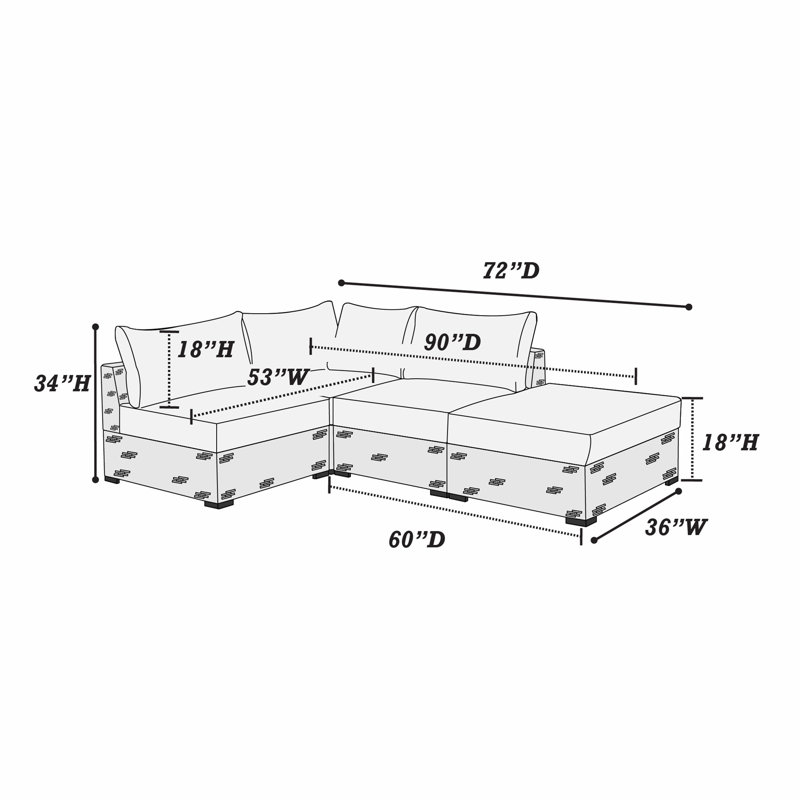Canapé modulaire 4 pièces Chizara, Rouge