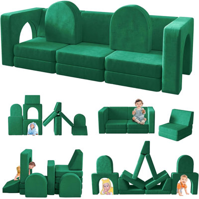 Chesterle Kids and Toddler Play Couch, Convertible Folding Sofa,12 in 1 Multifunctional Modular Kids Sofa for Playing, Creativing, Sleeping